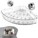 Clapery Corrugated Suction Cup Storage Holder, Triangle Suction Cup Shower Shelf, No Drill Wall Mount Organizer with Extra Strong Suction, Transparent Corner Shelf for Bathroom, Kitchen, Glass