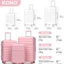 Kono Medium Checked Luggage 24 Inch Expandable With Spinner Wheels, TSA Lock, ABS+PC Lightweight Travel Suitcase Larger And Lighter Capacity, Pink