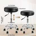 500lbs Heavy-Duty Adjustable Rolling Stool with Wheels & Foot pedal ring, 22.44 in x 22.44 in x 10.23 in