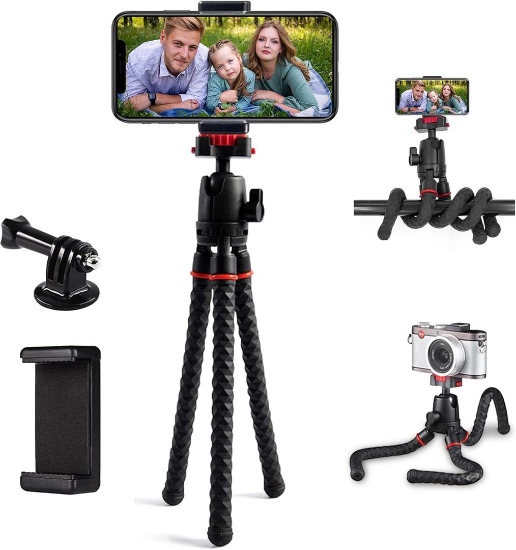 LINKCOOL 360 Rotation Flexible Octopus Tripod for iPhone/Smartphone/IPad/DSLR/Sports Action Camera, with Bluetooth Wireless Remote Shutter (Black)