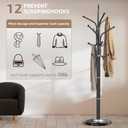HzTinT Heavy Duty Coat Rack with Marble Base, Freestanding Hall Coat Tree with 12 Hooks and 3 Adjustable Sizes, Metal Coat Rack Stand for Entryway, Bedroom, Office Hanging Purses, Coats, Scarves, Hats 