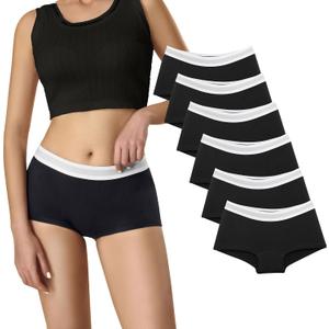 Uizuooy Women's Boxer Briefs Cotton Underwear Briefs Full Coverage Soft Anti Chafing Ladies BoyShorts Panties 5 Pack XL
