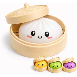 Dumpling Squishy  Soft TPR Squeeze Toy, Slow Rising Stress Relief Fidget, Cute Bao Bun Desk Decoration, Soft Handheld Relaxation Toy for Office Home (White)