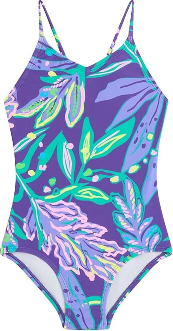 Kanu Surf Girls' Hurricane Beach Sport UPF 50 One Piece Swimsuit (3T, Tammy Purple)