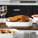 MALACASA Casserole Dishes for Oven, Ceramic Baking Dishes Set of 2, Rectangular Lasagna Pan Deep Baking Pans, Bakeware Sets with Handles Gift Set, White (11.7''/9.4''), Series BAKE