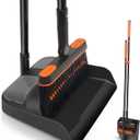 JEHONN Broom and Dustpan Set for Home, Long Handle Lightweight 180 Degree Rotating Broom Set Indoor, Upright Standing Dust Pan with Comb Teeth, Store Sweep Set for Room Kitchen Office Lobby (Orange and Black)