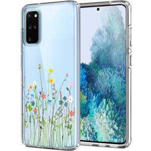 Unov Case Compatible with Galaxy S20 Plus Case Clear with Design Soft TPU Shock Absorption Slim Embossed Floral Pattern Protective Back Cover (Flower Bouquet)