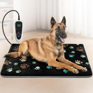 GOLOPET Large Dog Heating Pad 36x24 in with Smart Thermostat Switch and Power Line Protection Tube,Obtained MET and UL Dual Certification,Waterproof Pet Heating Pad for Dogs,with Plush Fabric Cover