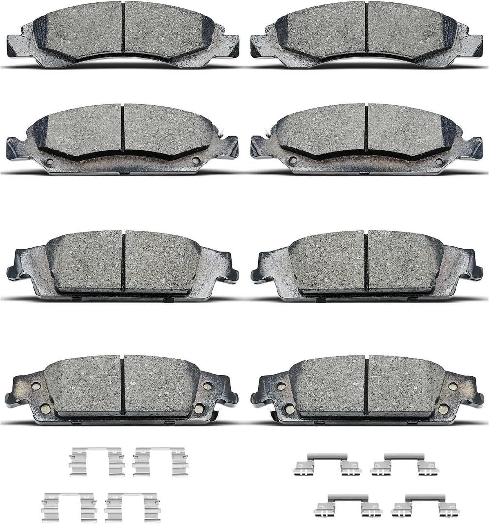 D1363 D1707 Front Rear Ceramic Brake Pads With Clips Fit For Cadillac Escalade/Escalade Esv,For Chevrolet Silverado 1500/Suburban/Tahoe,For GMC Sierra 1500,For GMC Yukon/Yukon XL