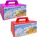 JEEFUD Snow Block Maker, Sand Castle Mold, Beach Snow Building Kit Toys Winter Outdoor Toys Christmas Gift for Kids, 2 Pack (Red & Purple)