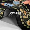 3x5 Entryway Rug Non Slip, Black Washable Floral Area Rug for Bedroom Playroom, Soft Vintage Carpet with Rubber Backing, Stain & Fade Resistant, Low Pile Flower Mat Modern Farmhouse Decor
