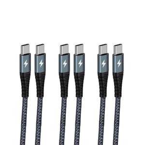 USB C to USB C Cable 4ft, 3 Pack Type C to C Charger Cable Fast Charging 60W Braided C to C for iPhone 16 15 Pro Max, MacBook Pro/Air, Galaxy S24 Ultra S23, iPad Pro (Grey)