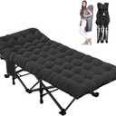 LILYPELLE Oversized XXL Folding Camping Cot, 78" L x 32" W x 18" H Heavy Duty Sleeping Cots with Carry Bag, Double Layer Oxford Portable Travel Camp Cots for Home, Office Nap and Outdoor Beach