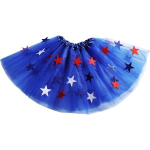 Women USA Red White and Blue Star Tutu 4th of July Tutu for Adult Independence Day Costume (Blue, L)