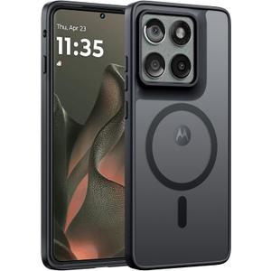 FNTCASE for Motorola Edge-2025 Magnetic Case: Matte Textured Military Grade Drop Protection Translucent Cell Phone Cover - Slim Rugged Durable Shockproof Protective Bumper Phonecase(6.6 inch/Black)