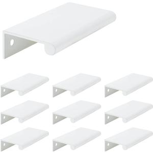 10Pcs 3.15" Back Mount Finger Pull,Cabinet Handles Closet Door Finger Pulls,Hole Dia.2.52"/64,White