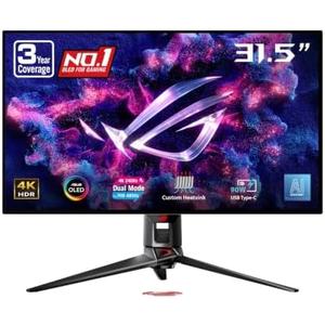 ASUS ROG PG32UCDP 32 Inch 4K 240Hz OLED Gaming Monitor | Dual Mode FHD 480Hz, Custom Heatsink, 0.03ms, G-SYNC Compatible, AI Gaming, USB-C 90W, True 10-bit, for PS5 and Xbox