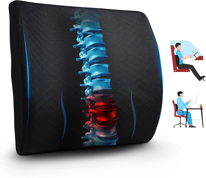 EcoNour Lumbar Support Pillow for Car and Office Chair – Improve Sitting Posture & Back Pain Relief, Memory Foam, Adjustable Straps Car Back Support, Lumbar Pillow Back Support for Office Chair & Car