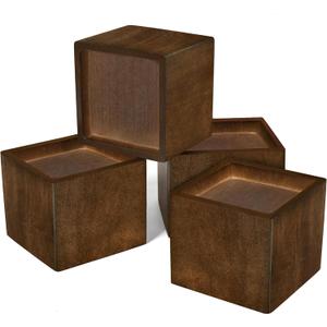 Sopicoz 2 inch Wood Bed Risers Set of 4, Square Furniture Risers Couch Risers Heavy Duty Bed Lifters Brown Bed Frame Risers Blocks for Sofa, Chair, Cabinet, Dresser