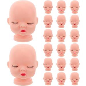 Jojofuny 20pcs Vinyl Doll Heads for Crafts 1/6 Doll Repainting Practice Makeup DIY Baby Mannequin Heads for Baby Shower