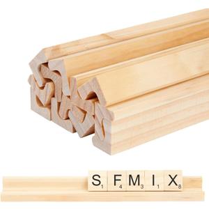 Bright Creations 12 Pack Wooden Letter Racks for Scrabble Tiles Pieces - Replacement Scrabble Letters Game Tray Holders for Crafts (7.5 x 0.75 x 0.85 in)