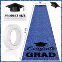 Sliner Blue Congrats Grad Carpet Runner Rug for Graduation Prom Party Decorations 2ft x 15ft Glitter Graduation Runway Rug for Prom Party Decor Aisle Runner for School College Grad Ceremony, 4" x 24", Blue
