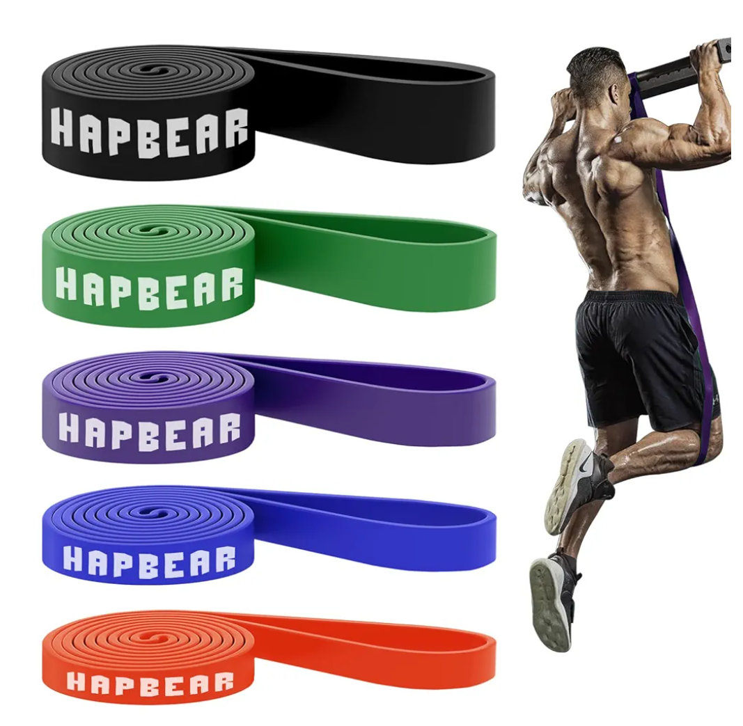HAPBEAR Pull Up Assistance Bands Set of 5 - Resistance Bands for Working Out, Stretching, Physical Therapy, Muscle Training