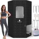 2 People Portable Sauna Box with 2 Shower Chairs, Heavy Oxford Cotton Steam Sauna, Full Body Sauna for Home, 4L & 1600W Steam Generator, 16 Levels, Remote Control, 6 Feet High