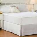 Full Size Bed Skirt 600 TC Egyptian Cotton 18 Inch Drop Easy Fit - Bed Skirt for Full 54x75 Inch Beds - Center & Corner Pleats, White Solid