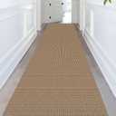 KOZYFLY Extra Long Runners for Hallways 3x14 ft Washable Kitchen Runner Non Slip Rubber Backed Hallway Rug Cotton Entryway Runner Rug Floor Carpet for Indoor Hall, Kitchen, Stair, Tan/Orange/Brown