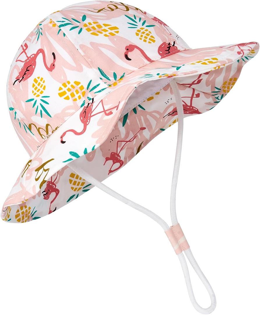 Durio UPF 50+ Baby Sun Hat - Wide Brim Beach Bucket Hats for Infant Girls 0-4T, Outdoor Summer Hat for Newborn to Toddler