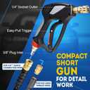 TOOLCY Pro Short Pressure Washer Gun 5000 PSI with 360 Swivel,3/8" Quick Connect Inlet, High Pressure Washer Gun with 1/4" Quick Connect Outlet, Includes 3/8" QC to M22-14mm Adapter & 5 Nozzle Tips