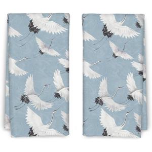 Crane Bird Kitchen Towels Set of 2 Hand Towel, White Crane Decorative Dish Towels for Kitchen, Bathroom Kitchen Decor, 16x24