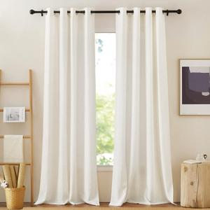NICETOWN Linen Burlap Curtains Extra Long 120 inch, Grommet Privacy with Light Filtering Semi Sheer Curtains & Drapes Linen Blend for Bedroom/Living Room, W52 x L120, 2 Panels