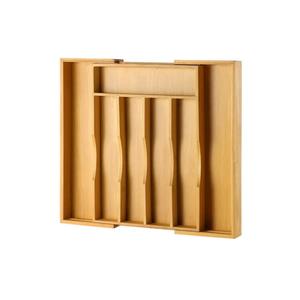 Oridom Expandable Bamboo Kitchen Drawer Organizer for Cutlery and Utensils, Adjustable Bamboo Wood Cutlery Tray in Drawer for Flatware and Silverware in Kitchen, (Natural)