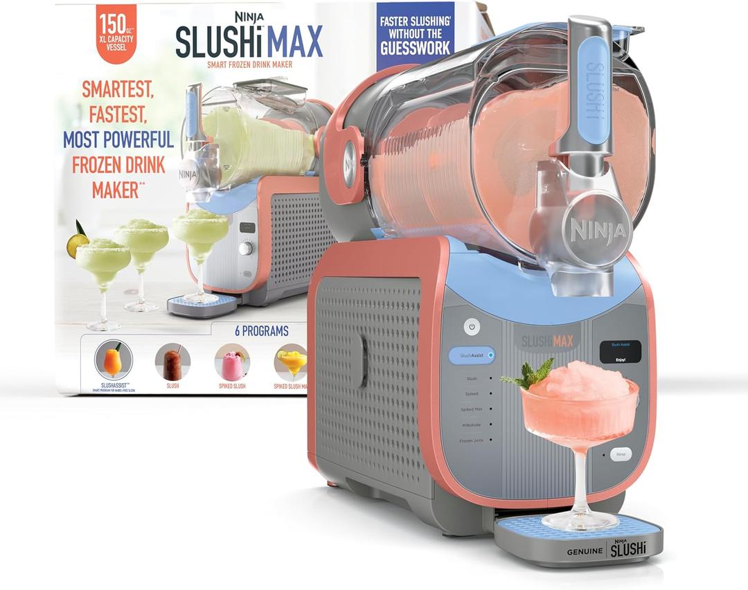 Ninja SLUSHi MAX Smart Frozen Drink Maker, 12+ Servings, Peach, FS605 | 2X BIGGER & 2X FASTER than the original Ninja SLUSHi, SlushAssist Technology, XXL 150 oz vessel, 12+ servings