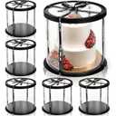 Cididu 6 Pack Clear Round Cake Box with Ribbon, Tall Cake Box Carrier, Tiered Transparent Cake Packaging Boxes 10x10x10 Inch, PET Cake Containers with Boards for Birthday Wedding Party