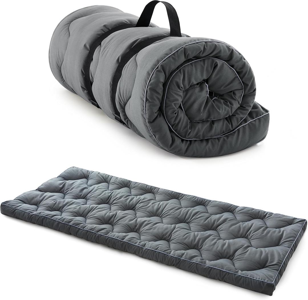 Jamdok Cot Mattress Topper for Camp Cot/Rv Bunk/Narrow Twin Beds(75X30),Thickened Quilted Cot Pad,Lightweight Foldable Sleeping Mat for Traveling Hiking Backpacking,Portable