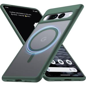 Magnetic for Google Pixel 7 Pro Case [Compatible with MagSafe][Anti-Fingerprint][Slim Fit][Military Shockproof] Translucent Matte Hard Back Pixel 7 Pro 5G Phone Cover 6.7, Green