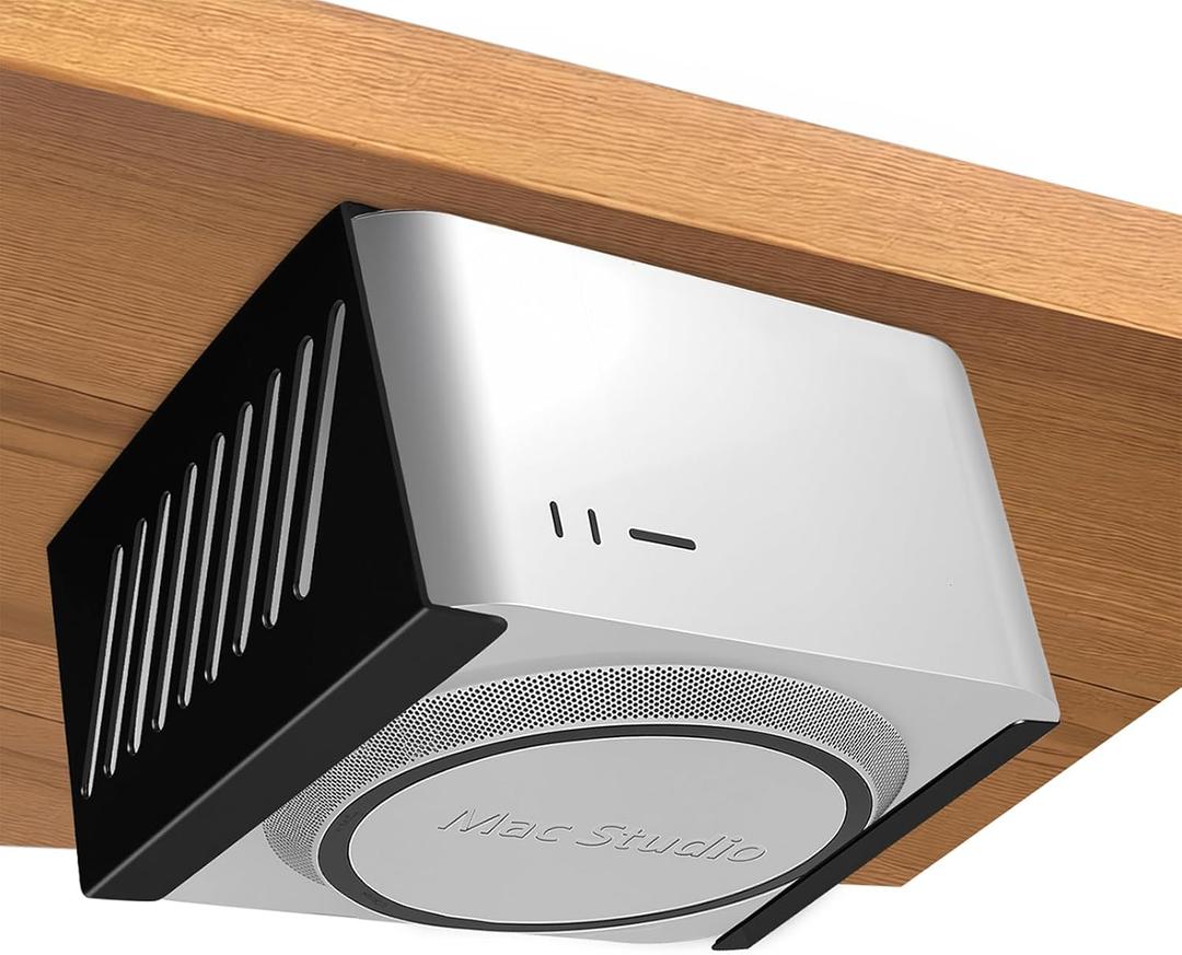 Freejia Under Desk Mount Holder for Mac Studio,Mounting Stand Bracket for M4 M3 M2 M1/ New M4 2025 (Max and Ultra),with Anti-Scratch Pad (Black)