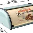 SOTECH Metal Bread Box with Roll Top Vintage Breadbox for Kitchen Countertop Retro Bread Bin Holder Counter Farmhouse Bread Storage Container Blue