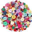 1000-1200 pcs Assorted Resin Buttons Random Mixcolor Buttons Bulk for Sewing Crafts Clothes DIY Manual Button Painting Handmade Ornament