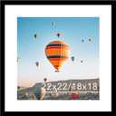 22x22 Picture Frame Black with 18x18 Mat, Display Photo 18x18 with Mat or 22 x 22 Without Mat, Wall Hanging Large 22x22 Poster Frame with Shatter Resistant Plexiglass, Black