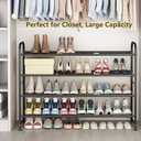 LINZINAR Shoe Rack Long 4 Tier Shoe Storage Organizer Metal Wide Shoe Shelf for Closet Entryway Bedroom 24 Paris Large Capacity, Gold Black