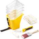 Voomey 18 Pcs Paint Bucket Hand Held, Paint Cup 4 Inch, Paint Brush, Integrated Magnetic Brush Grip, Suitable for Decoration, Repairs, Small Paint and Coating Projects (Paint Bucket Kit & Micrfiber Rollers)
