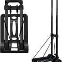 Folding Hand Truck Lightweight Portable Cart,VDHU 2 Wheels Fold Up Hand Cart with Elastic Ropes,Compact Utility Cart with 40kg/90lbs Heavy Duty 2 Wheels for Moving Travel Shopping Office Luggage Use (Two rounds)