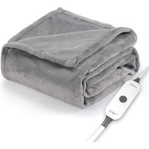 Sunbeam Royal Posh Dove Grey Heated Personal Throw / Blanket, Cozy-Warm, Adjustable Heat Settings (Throw (50" x 60"))