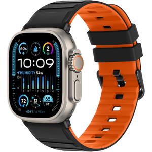 Tasikar Bands Compatible with Apple Watch Band 49mm 46mm 45mm 44mm 42mm Men Women Soft Silicone Breathable Replacement Bands for iWatch Ultra 3 2 1 SE Series 11 10 9 8 7 6 5 4 3 2,Black Orange