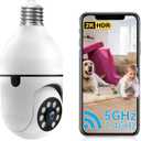 2K Light Bulb Security Camera Outdoor,5G&2.4G WiFi Security Cameras Wireless Indoor,lightbulb Camera for Home Security Outside Indoor,360PTZ,Two-Way Talk,Color Night Vision,Human Motion Detection (1, White)
