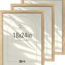 18x24 Poster Frame Set of 3, Natural Solid Wood Picture Frame with Exclusive Wood Grain, Wall Hanging